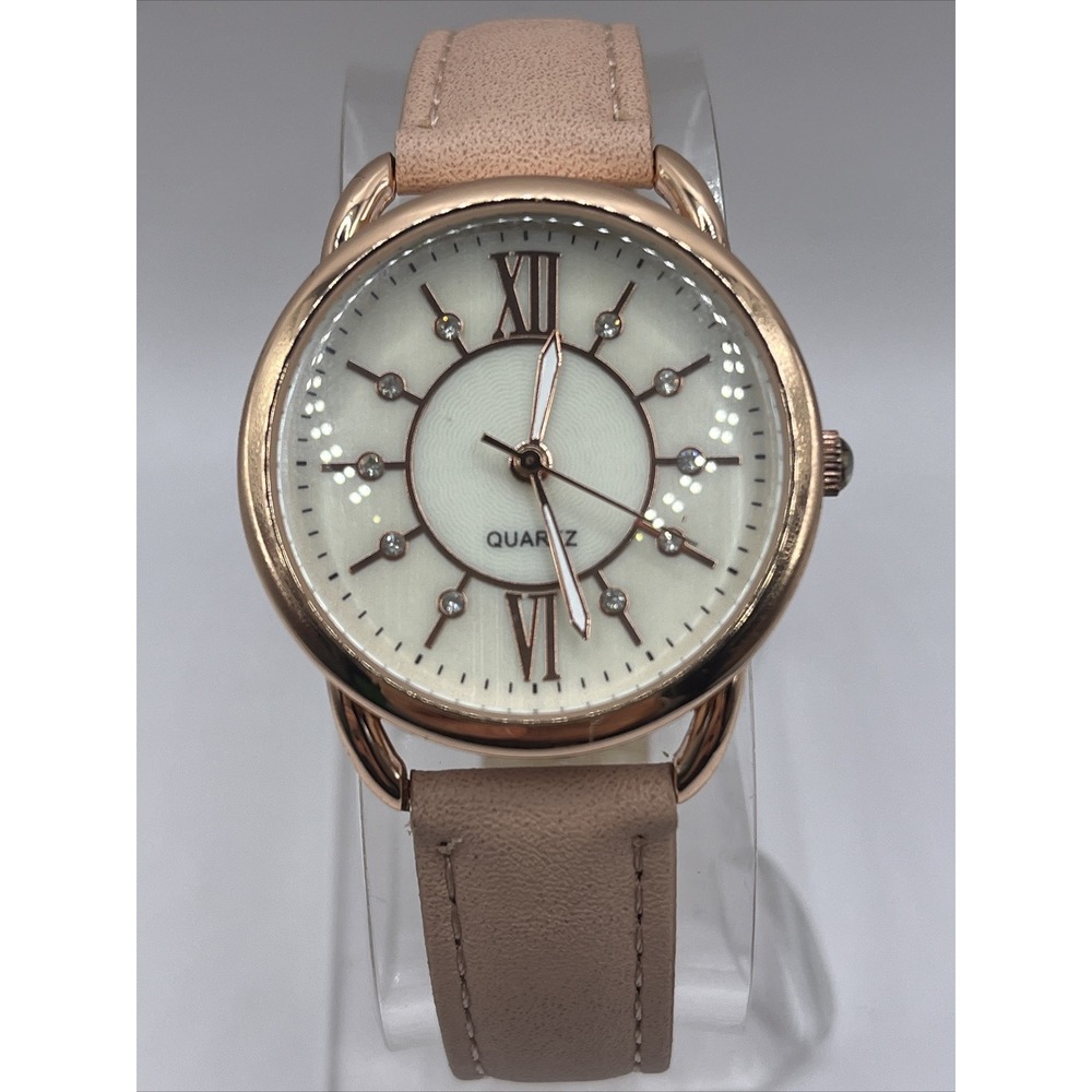 Accutime Women's Quartz Watch Rose Gold Case Pink Band-‎ New Battery